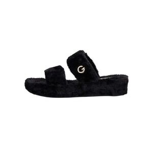 GBG Los Angeles Guess Lennly Casual Furry Slippers Black Faux Fur Slide  9